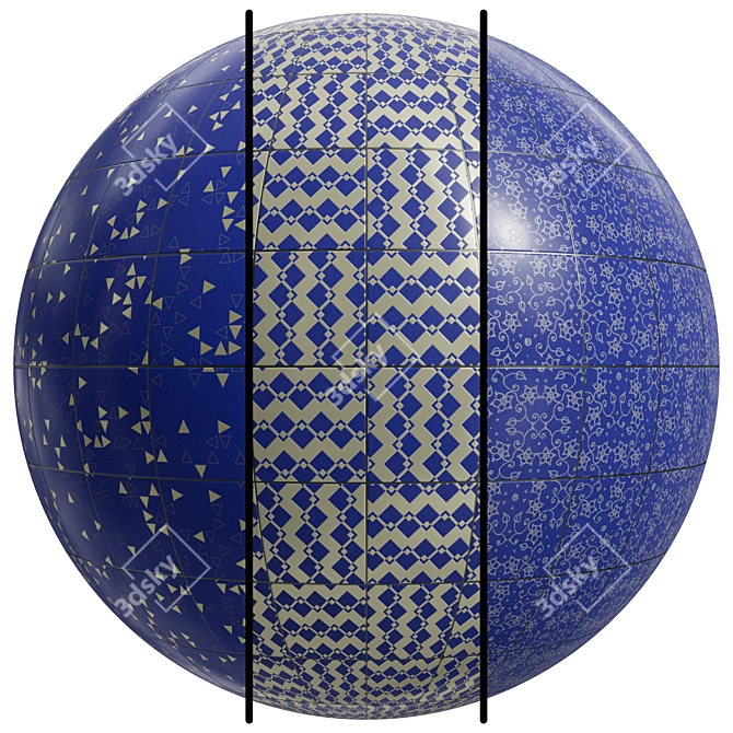FB145 Pool Mosaic Tiles: High-Quality Glass Texture 3D model image 1