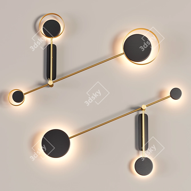 Modern Trio Wall Lamp 3D model image 2