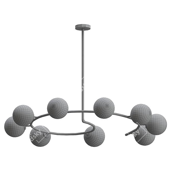 Italian Modern Oil Rubbed Bronze Glass Chandelier 3D model image 2