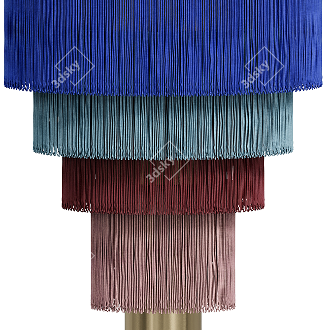 Gilded Fringe Velvet Stool 3D model image 3