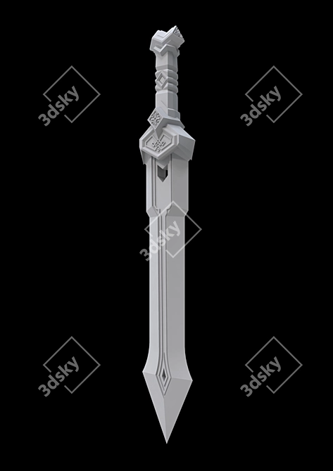 Dwarven King's Mighty Blade 3D model image 2