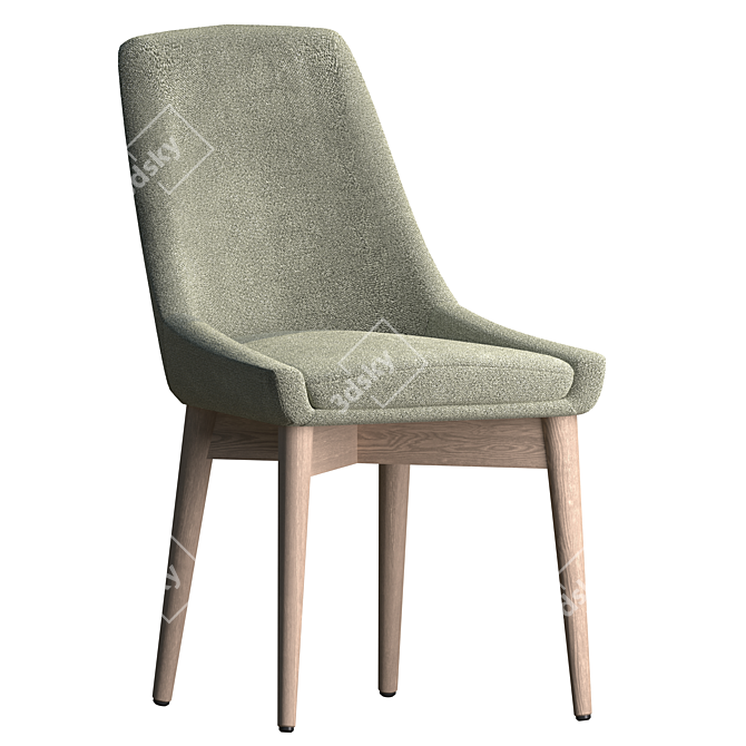Designer Miami Chair - Oak Legs & Fabric Upholstery 3D model image 1