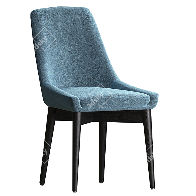 Designer Miami Chair - Oak Legs & Fabric Upholstery 3D model image 2