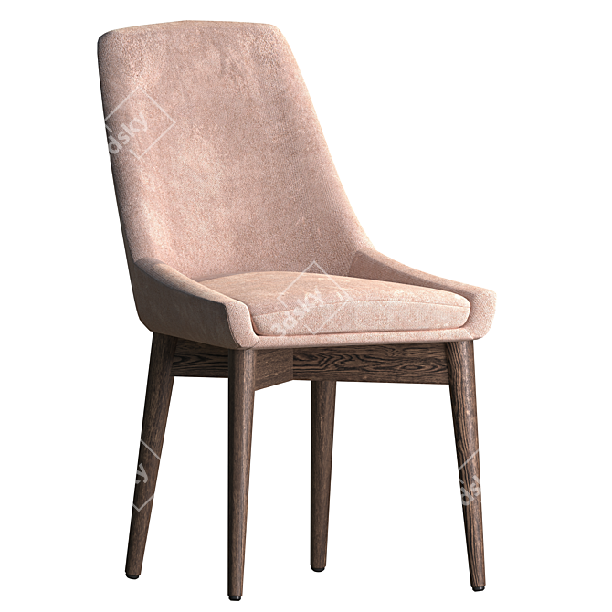 Designer Miami Chair - Oak Legs & Fabric Upholstery 3D model image 3