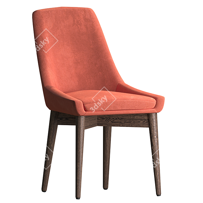 Designer Miami Chair - Oak Legs & Fabric Upholstery 3D model image 4