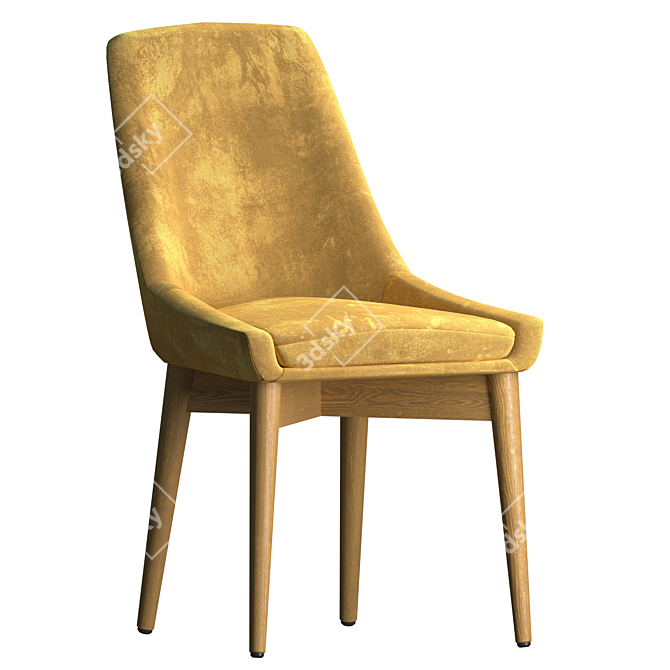 Designer Miami Chair - Oak Legs & Fabric Upholstery 3D model image 5