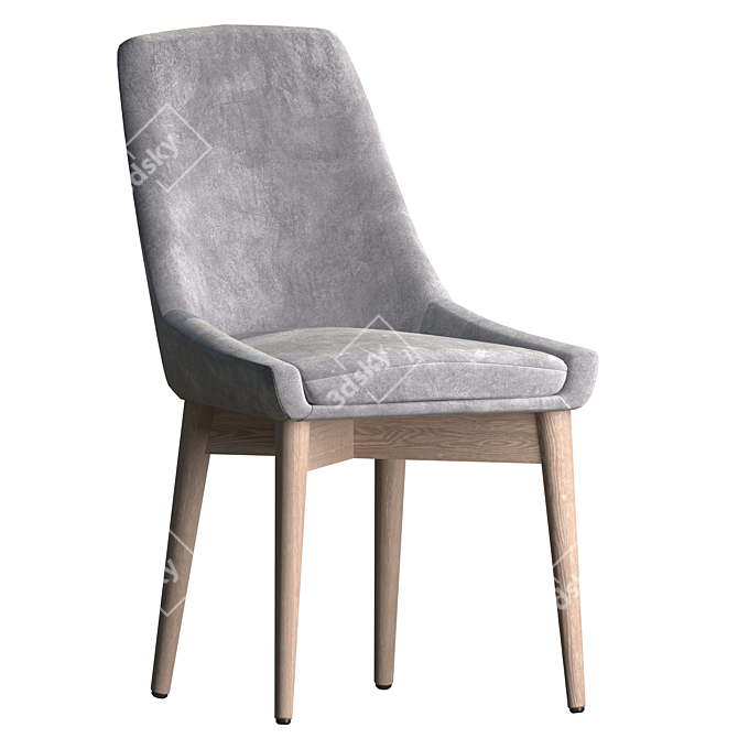 Designer Miami Chair - Oak Legs & Fabric Upholstery 3D model image 6