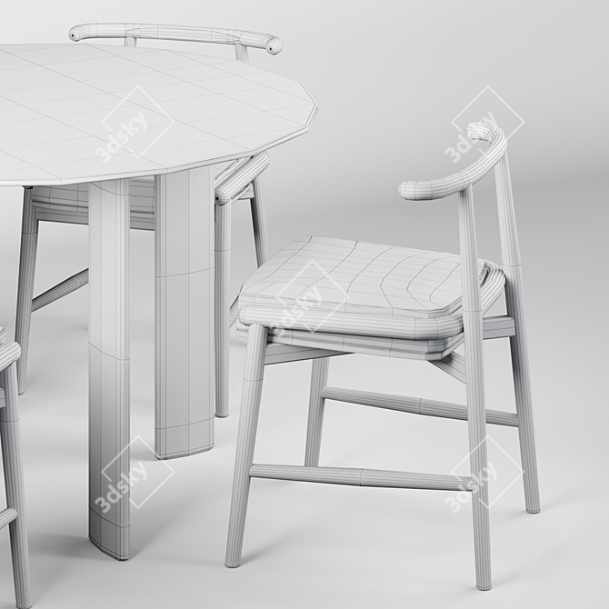 Elegant Emilia and Carlotta Dining Set 3D model image 3