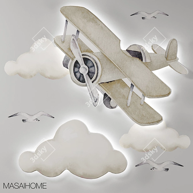 Clouds & Planes LED Lamp 3D model image 1