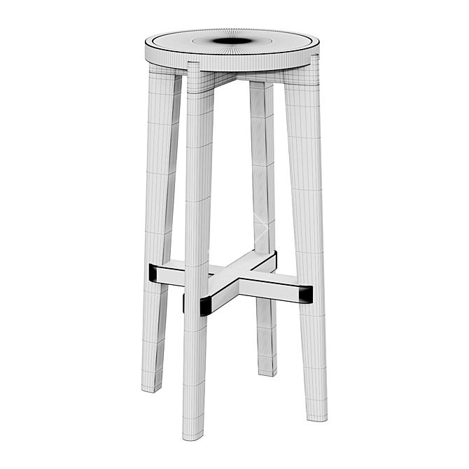 Classic Rattan Cane Bar Stool 3D model image 2