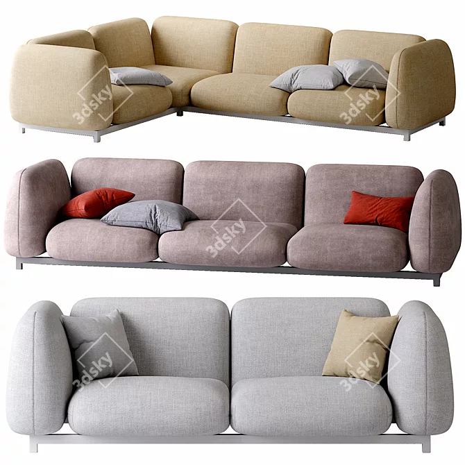 Mellow Collection: Stylish and Comfortable Sofa 3D model image 1