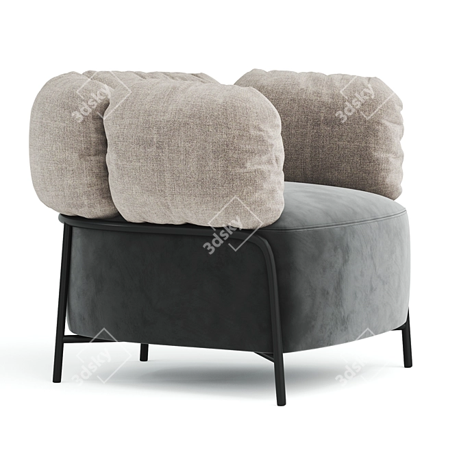 Sleek Leather Armchair: QUADROTTA 3D model image 3