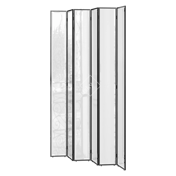 Elegant Folding Glass Screen 3D model image 1