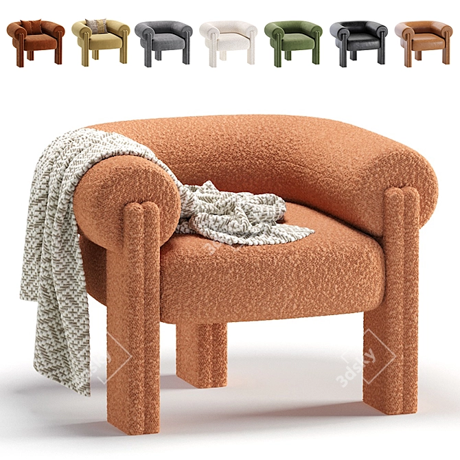 Luxurious Sevigne Armchair: Velvet & Leather 3D model image 1