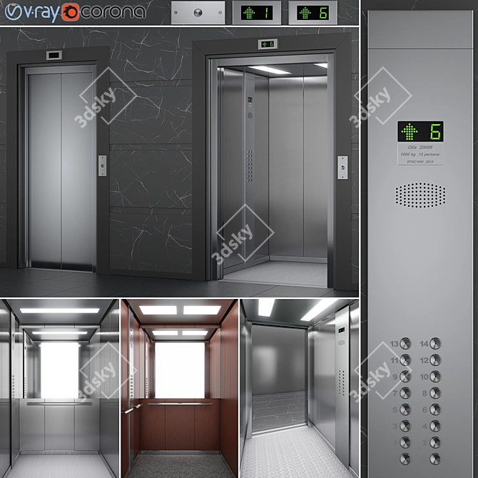 OTIS 2000 R Elevator: 5 Stunning Cab Finishes 3D Model - 3dskymodels.org