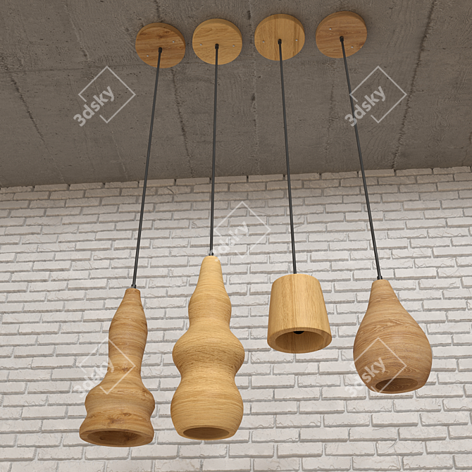 Wooden Pendant Lamp 3D model image 1