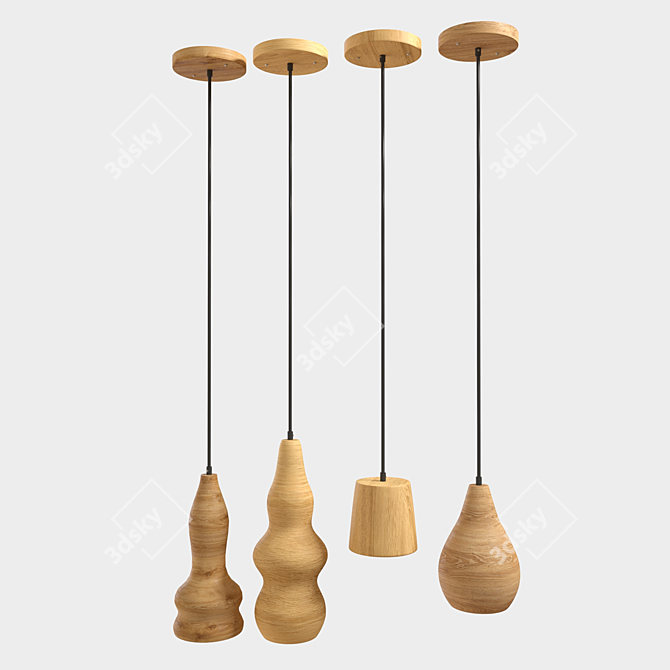 Wooden Pendant Lamp 3D model image 3