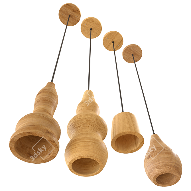 Wooden Pendant Lamp 3D model image 4