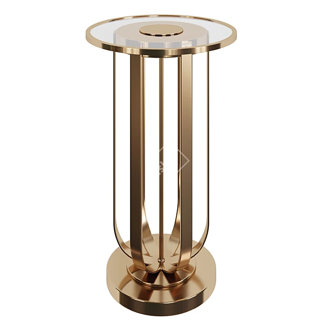 Elegant Gold Metal Glass Accent Table 3D model image 1