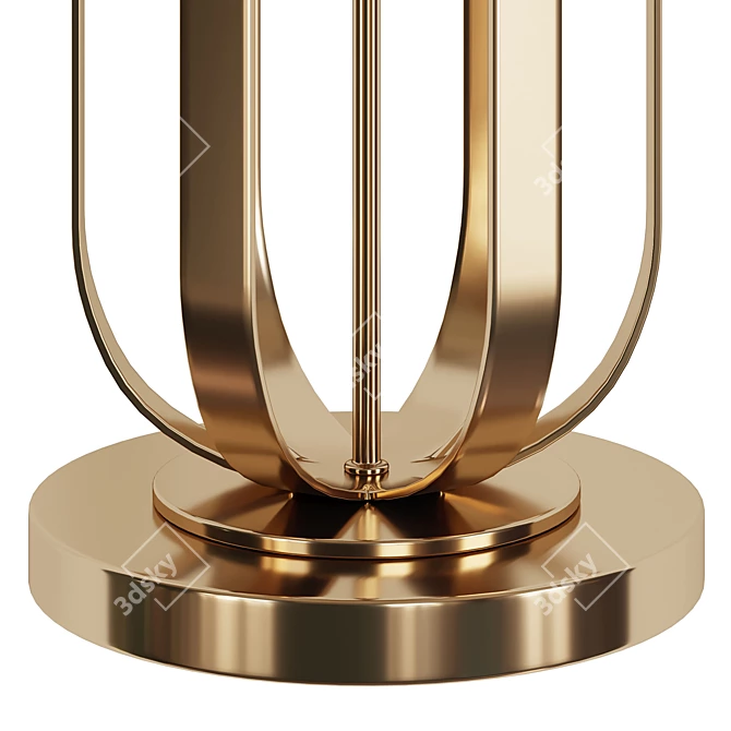 Elegant Gold Metal Glass Accent Table 3D model image 2