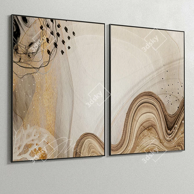 Plaster Two Photo Frame Set - Interior Paintings 3D model image 5