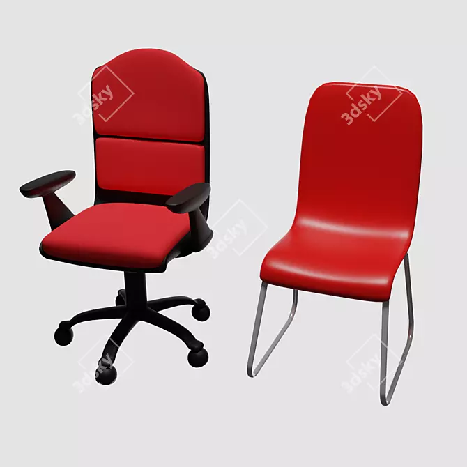 ModaFlex Red: Office and Kitchen Chair 3D model image 1