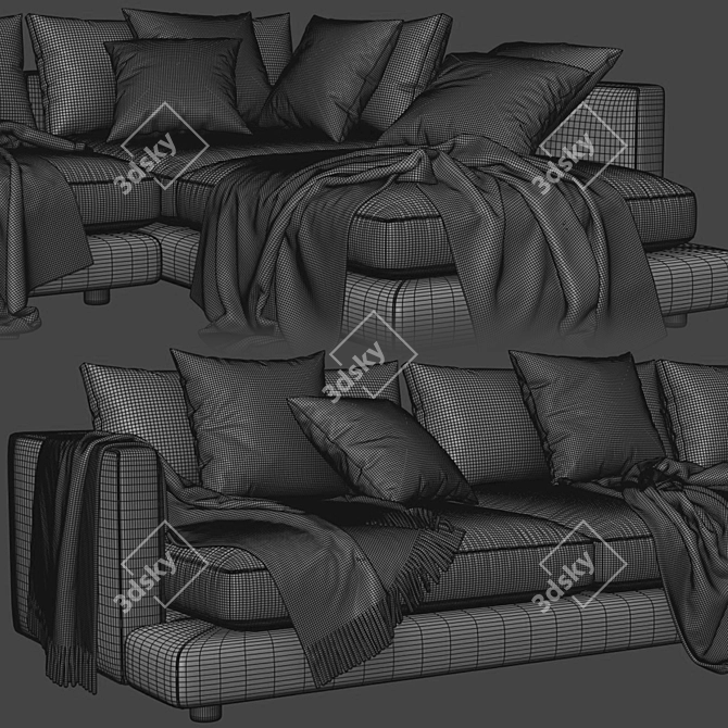 Flexform Long Island Chaise: Modern Longue Sofa 3D model image 5