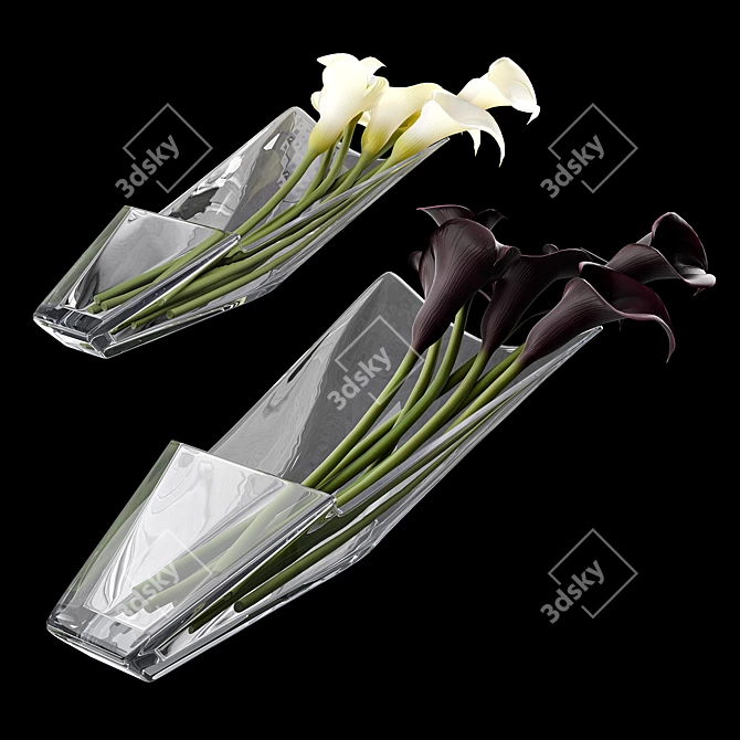 Elegant Baccarat Calla Vases 3D model image 2