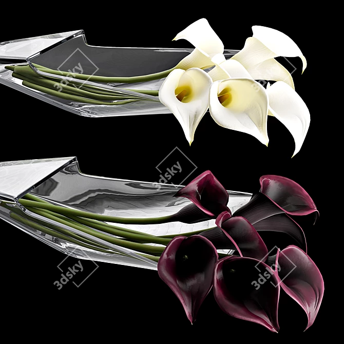 Elegant Baccarat Calla Vases 3D model image 4