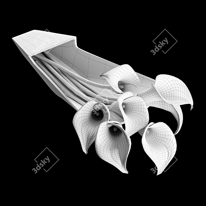 Elegant Baccarat Calla Vases 3D model image 5