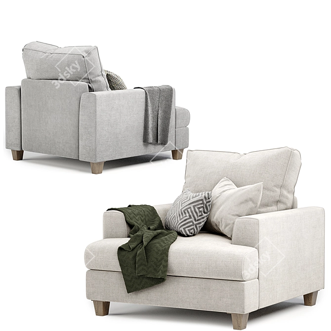 Elegant Hamilton Armchair 3D model image 3