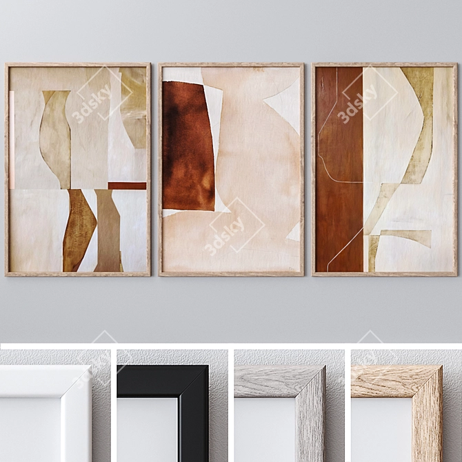 Aquarelle Texture Wall Paintings Set 3D model image 1