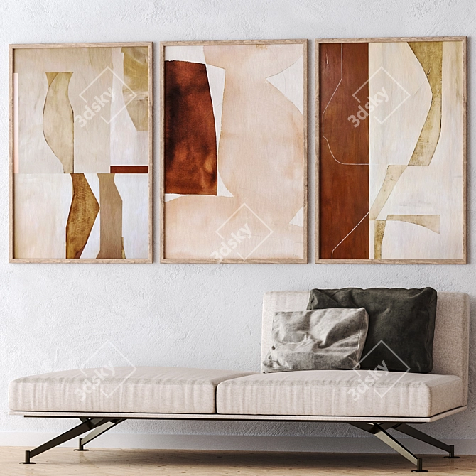 Aquarelle Texture Wall Paintings Set 3D model image 2