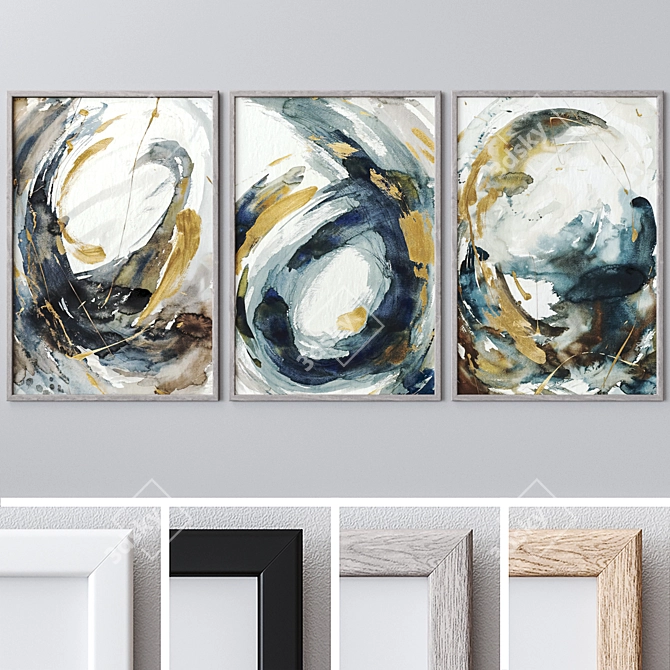 Aquarelle Textured Large Wall Paintings 3D model image 1