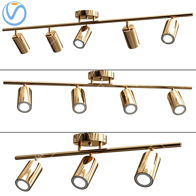 Gold Rotatable LED Ceiling Light 3D model image 1