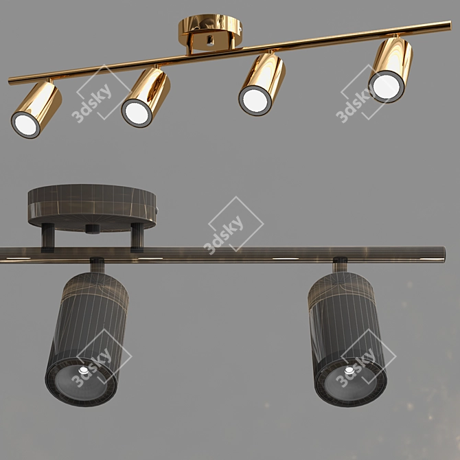 Gold Rotatable LED Ceiling Light 3D model image 2