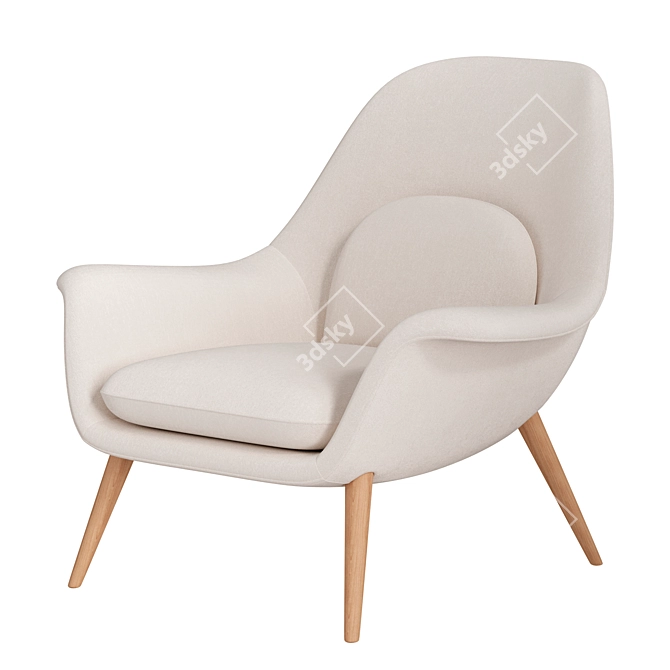 Modern Swoon Lounge Chair 3D model image 1