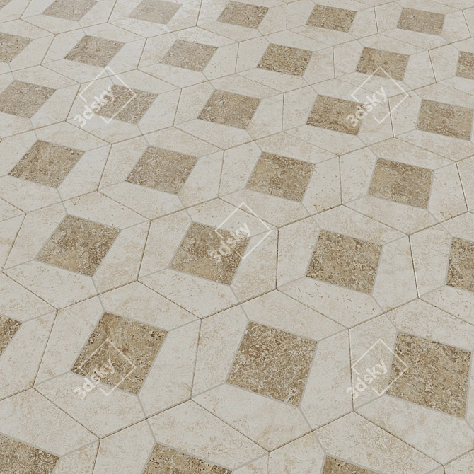 Beige Brussels Matte Ceramic Tiles 3D model image 1