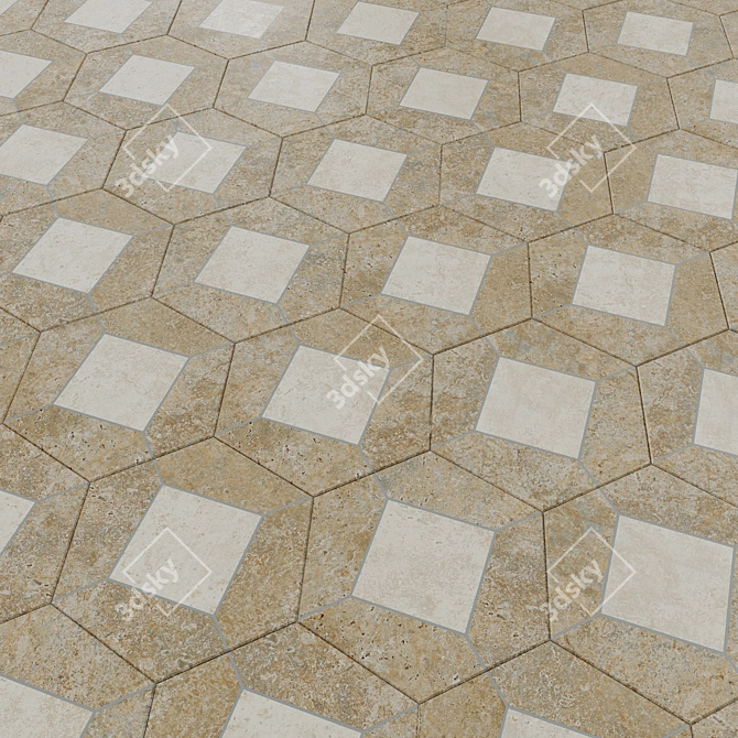 Beige Brussels Matte Ceramic Tiles 3D model image 2