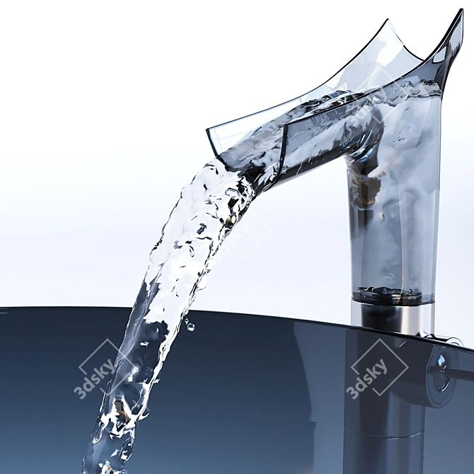  Sparkling Blue Glass Sink & Faucet 3D model image 2