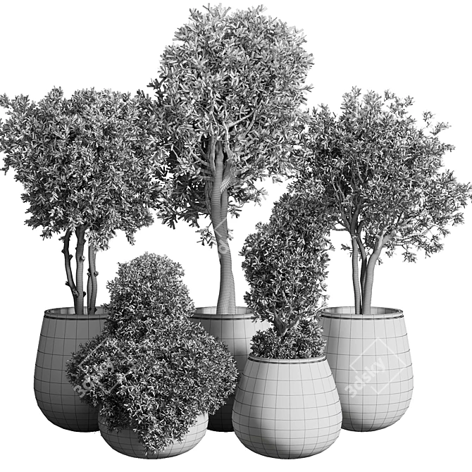 Concrete Tree Pots: Collection-Ready for Indoor/Outdoor 3D model image 6