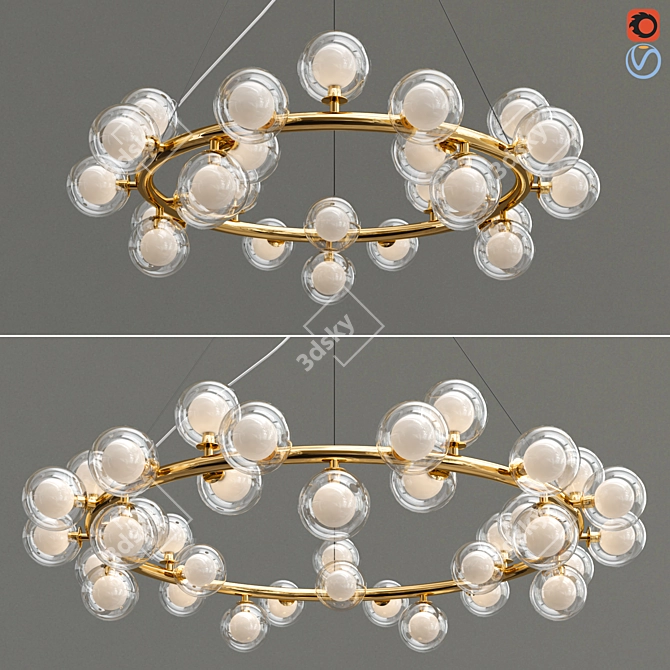 Elegant Linda Glass and Metal Lamp 3D model image 1