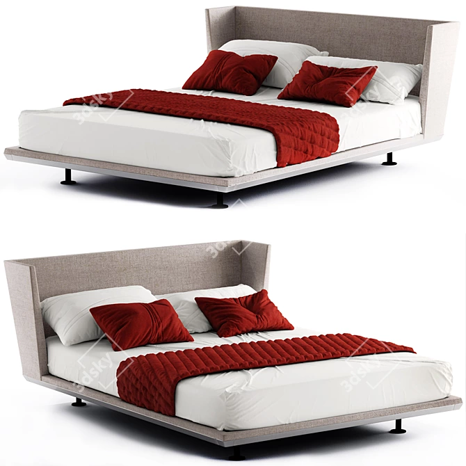 NOONU Bed: A Perfect Blend of Style and Comfort 3D model image 1