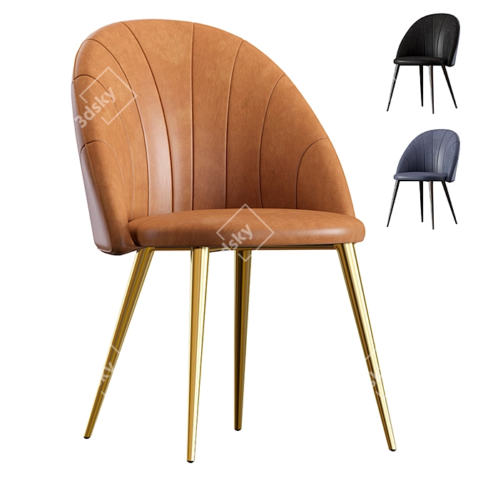 Paris Leather Deephouse Chair Set 3D model image 1