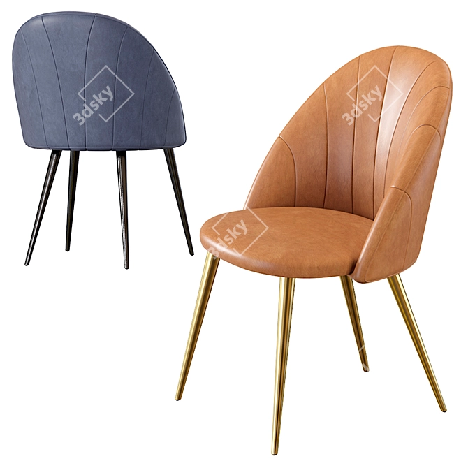 Paris Leather Deephouse Chair Set 3D model image 5