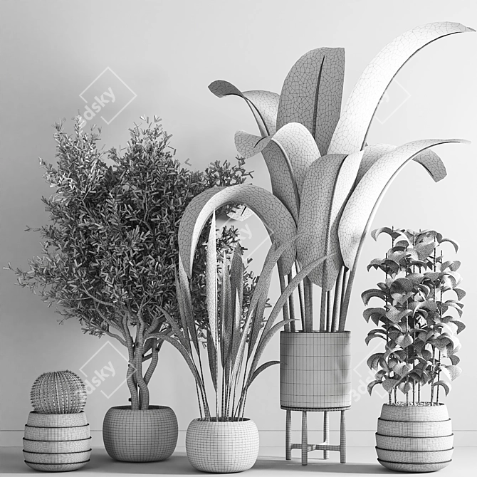 Sleek Indoor Plant Stand 3D model image 6