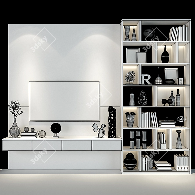 Modern TV Wall | 191 Collection 3D model image 2