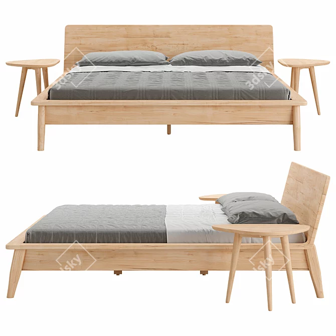Elegant AETAS Bed, Impeccable Design 3D model image 2