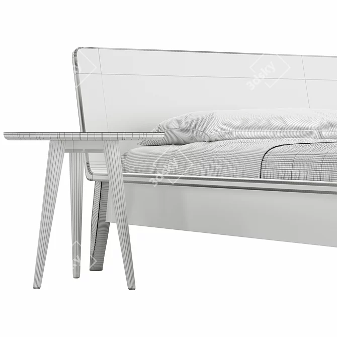 Elegant AETAS Bed, Impeccable Design 3D model image 4
