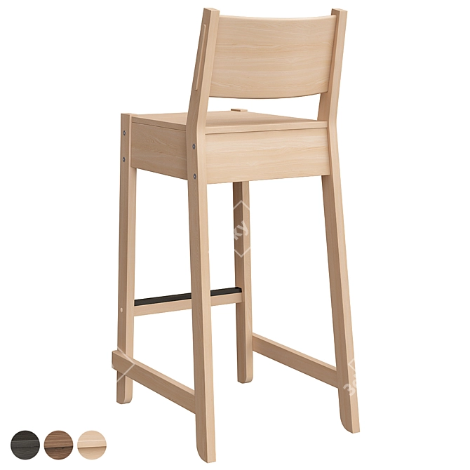 Norråker Bar Chair: Stylish Birch Stool 3D model image 4